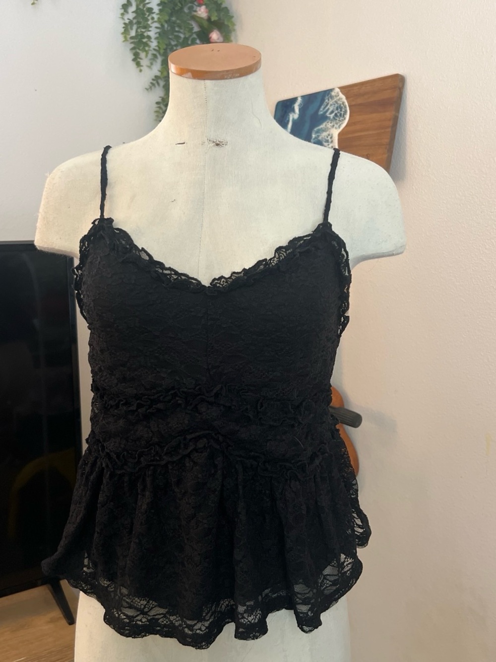 Tilly's Black Lace Peplum Camisole